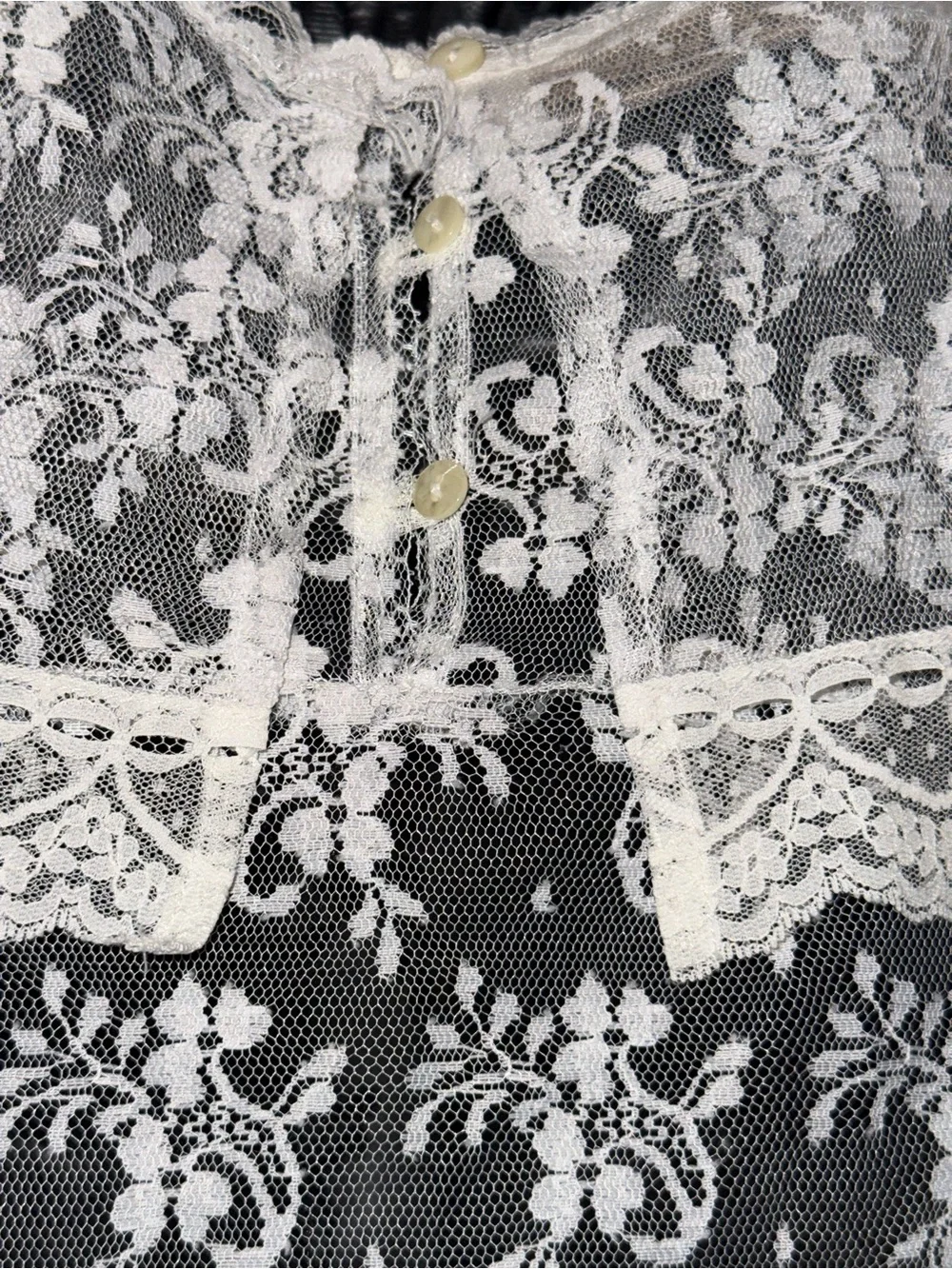 Vintage Jessica McClintock Sheer White Lace Long Sleeve Dress - Picture 5 of 10